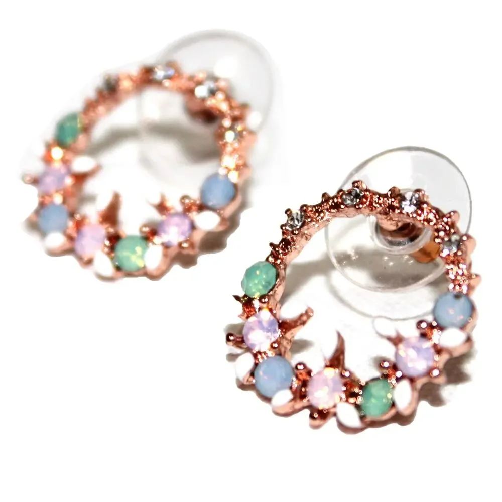 Gold CZ Pastel Summer Stud Earrings NWT